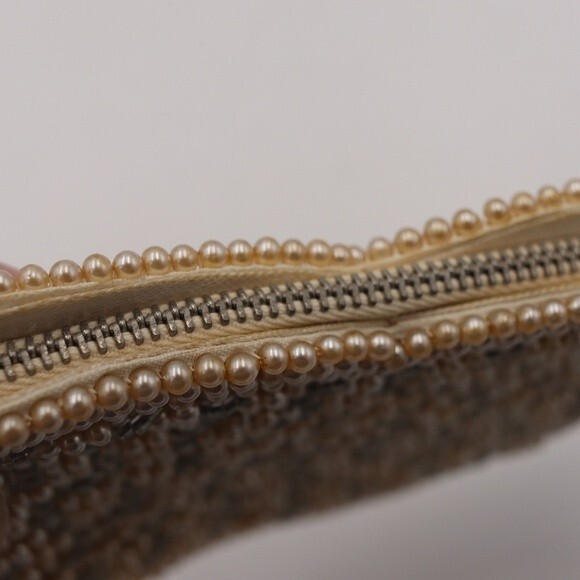 Vintage Small Beaded Clutch Ivory & White Japan Evening Bag - Picture 4 of 8